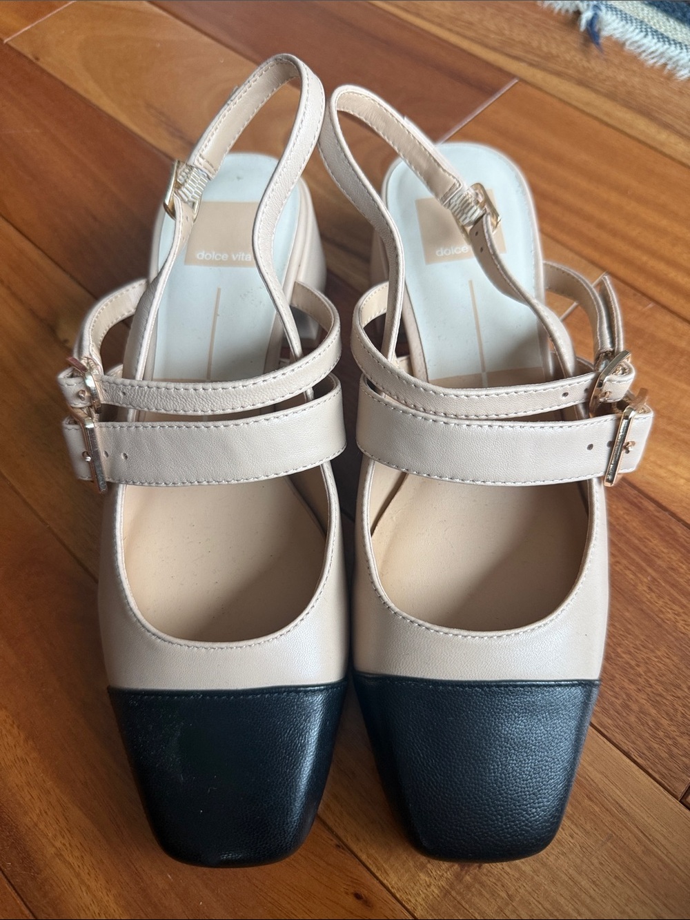 Dolce Vita Cream and Black Two-Tone Slingback Pumps